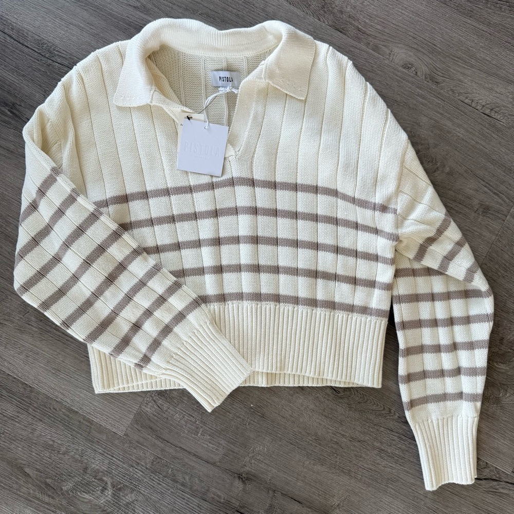 Women's Cream and Brown Sweater